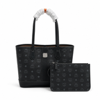 MCM Liz Visetos Series Black Medium Reversible Tote Bag