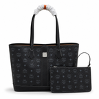 MCM Liz Visetos Series Black Medium Reversible Tote Bag