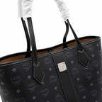 MCM Liz Visetos Series Black Medium Reversible Tote Bag