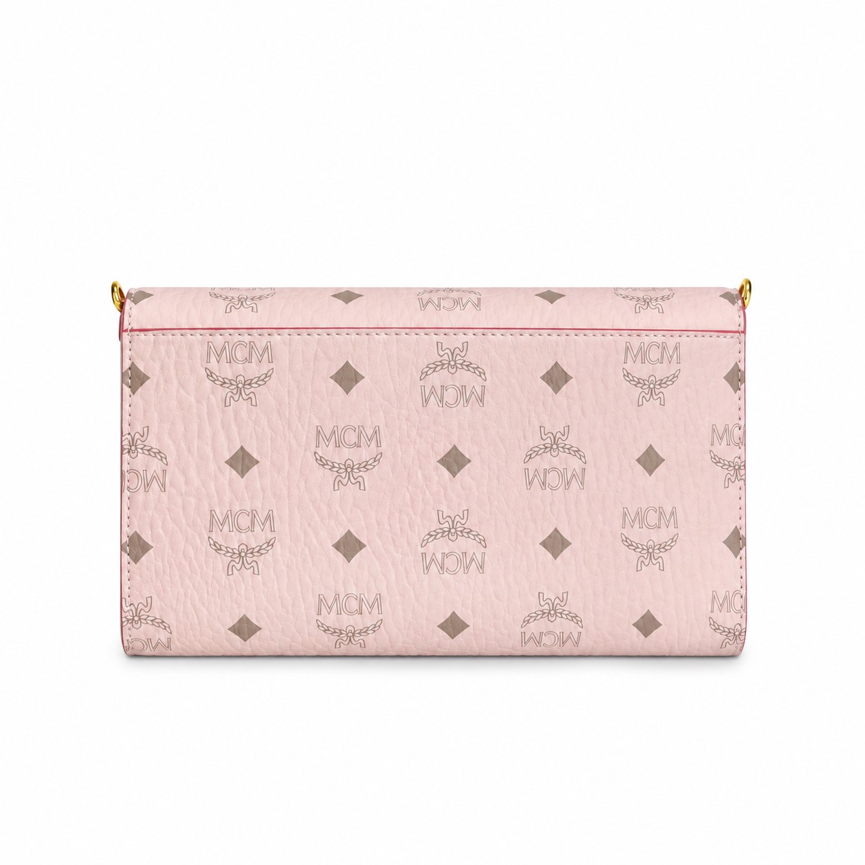 MCM Millie Visetos Series Medium Flap Chain Bag in Soft Pink