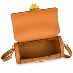 MCM Tracy Visetos Series Cognac Cylindrical Crossbody Bag