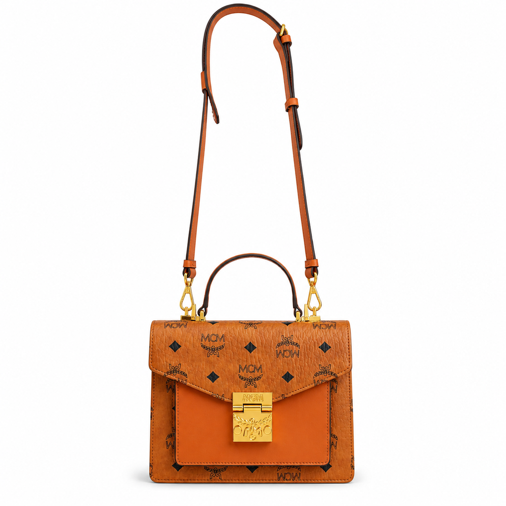 MCM Patricia Satchel Visetos Series — Small Accordion Bag
