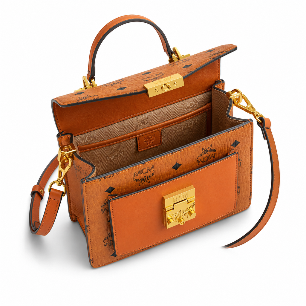MCM Patricia Satchel Visetos Series — Small Accordion Bag