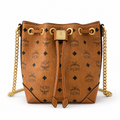 MCM Soft Berlin Visetos Series Small Drawstring Bucket Bag