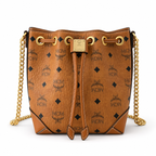 MCM Soft Berlin Visetos Series Small Drawstring Bucket Bag