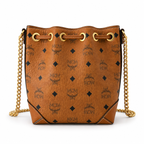 MCM Soft Berlin Visetos Series Small Drawstring Bucket Bag