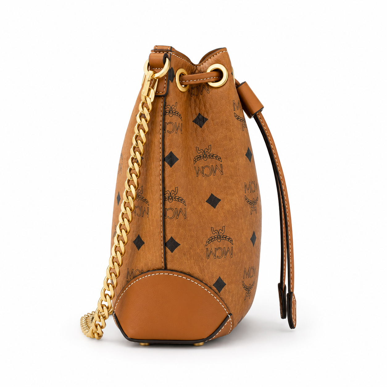 MCM Soft Berlin Visetos Series Small Drawstring Bucket Bag