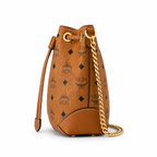 MCM Soft Berlin Visetos Series Small Drawstring Bucket Bag
