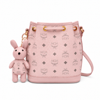 MCM Visetos Series Pink Rabbit Drawstring Bucket Bag