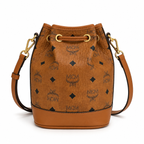 MCM Dessau Visetos Series Mini Drawstring Bucket Bag