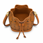 MCM Dessau Visetos Series Mini Drawstring Bucket Bag