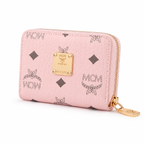 MCM Visetos Original Pink Mini Zip Wallet