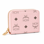 MCM Visetos Original Pink Mini Zip Wallet