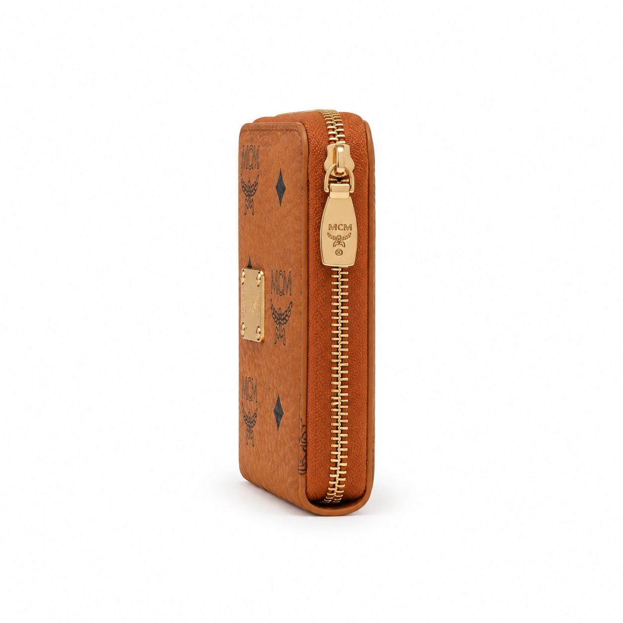 MCM Visetos Original Mini Zip Wallet – Cognac