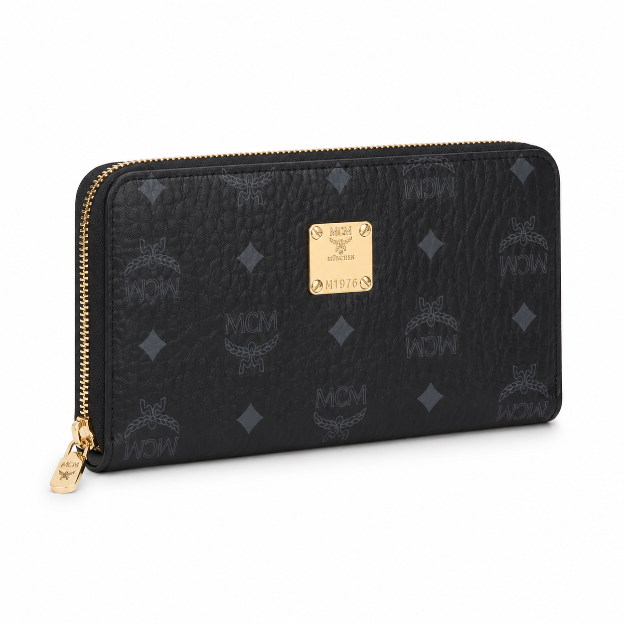 MCM Visetos Original Long Zip-Around Wallet – Black