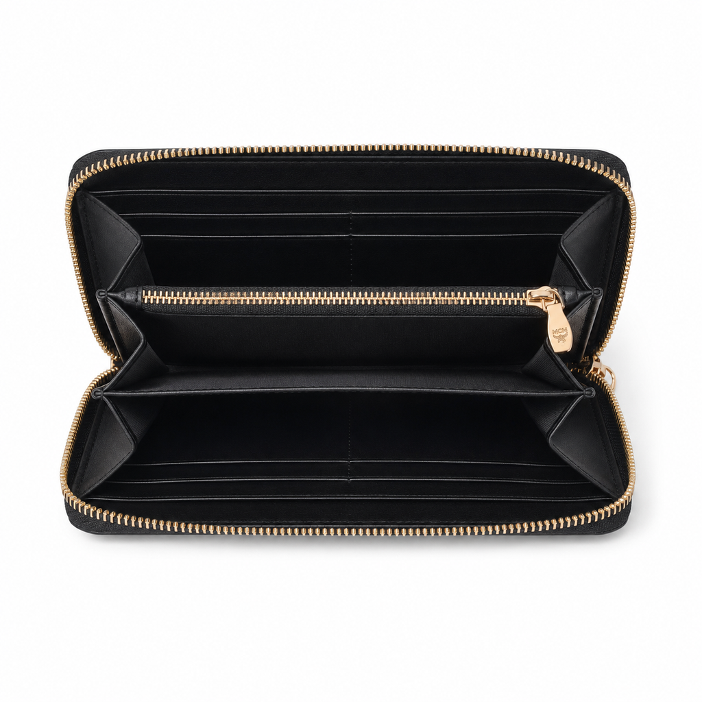 MCM Visetos Original Long Zip-Around Wallet – Black