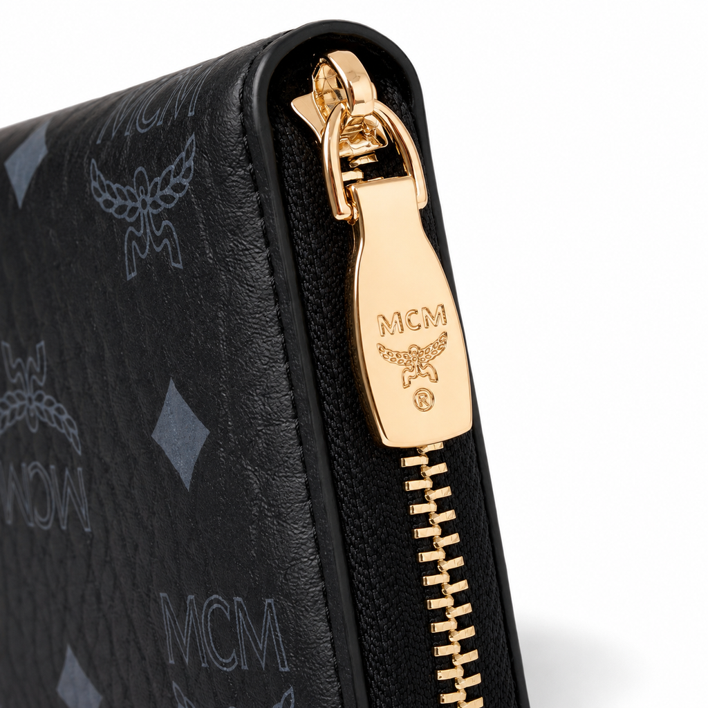 MCM Visetos Original Long Zip-Around Wallet – Black
