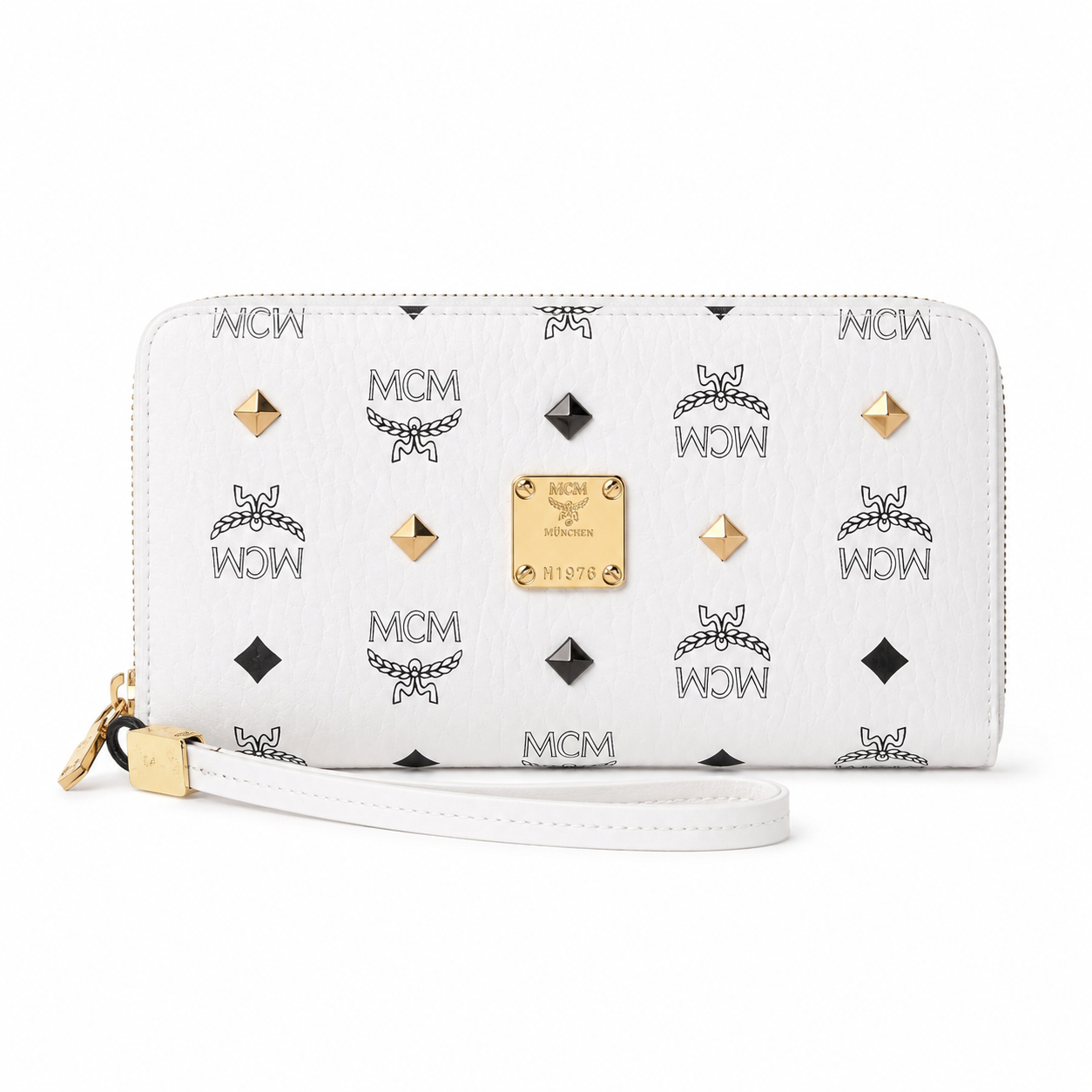 MCM Visetos Original Long Zip-Around Wallet – White