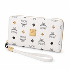 MCM Visetos Original Long Zip-Around Wallet – White