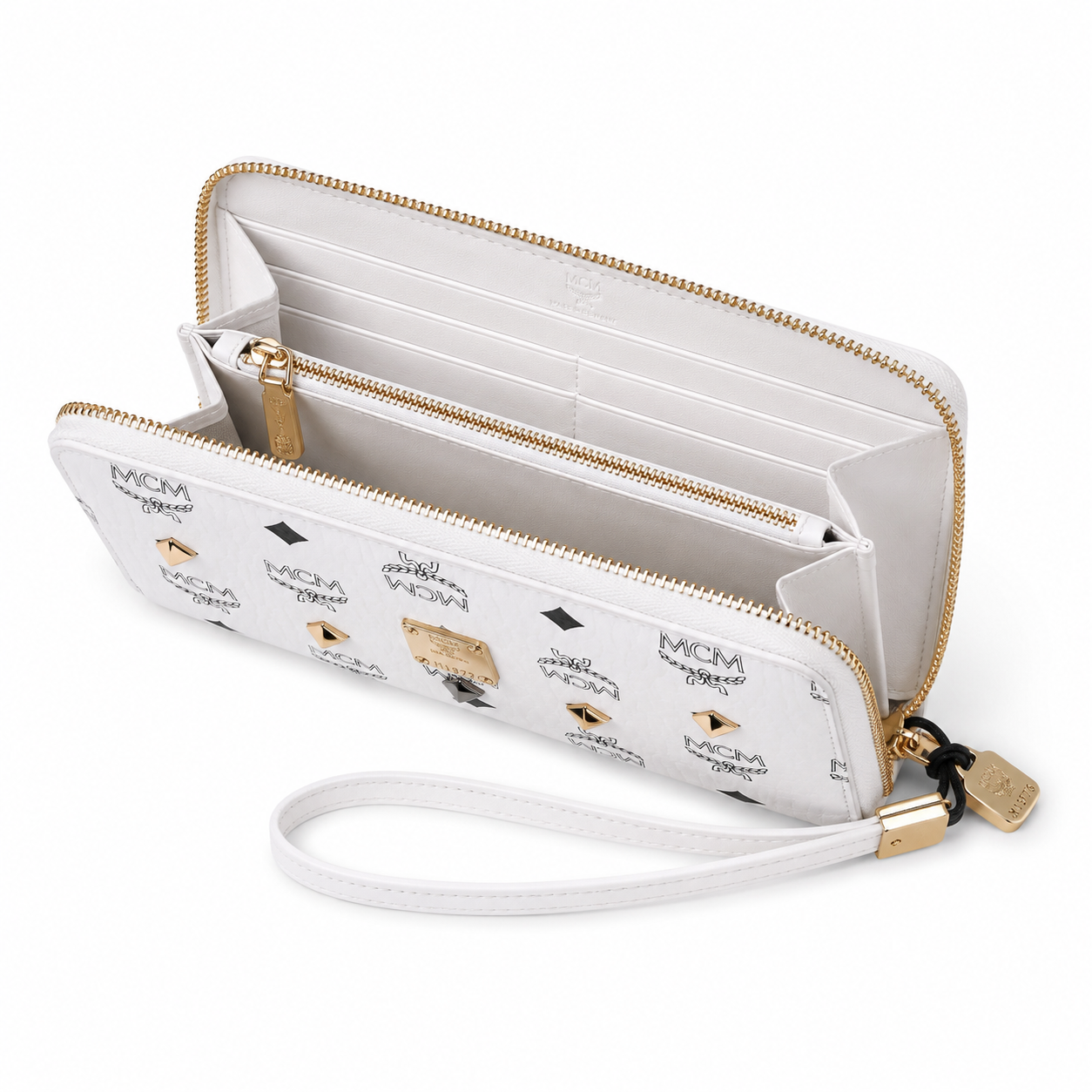 MCM Visetos Original Long Zip-Around Wallet – White