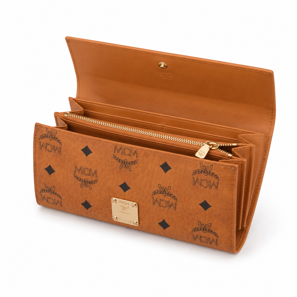 MCM Visetos Original Long Wallet – Cognac