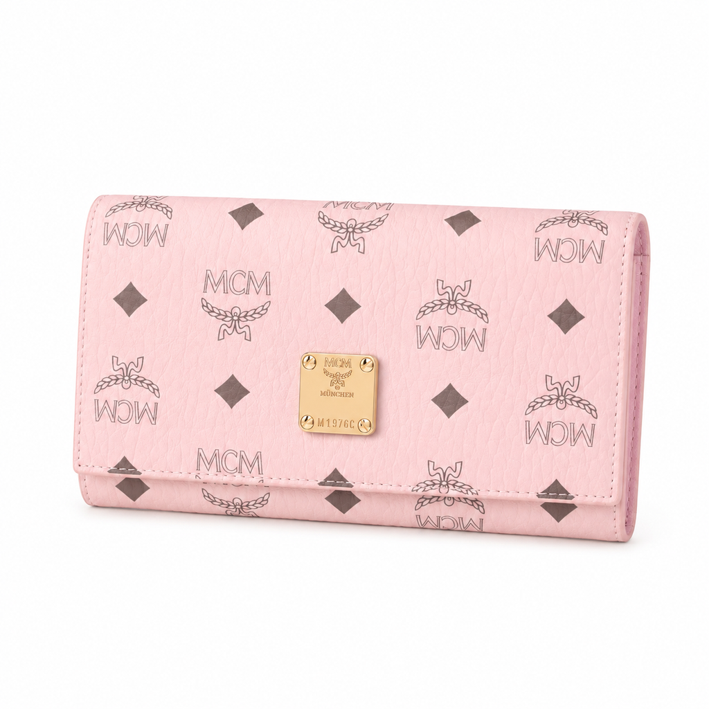 MCM Visetos Original Long Wallet - Pink