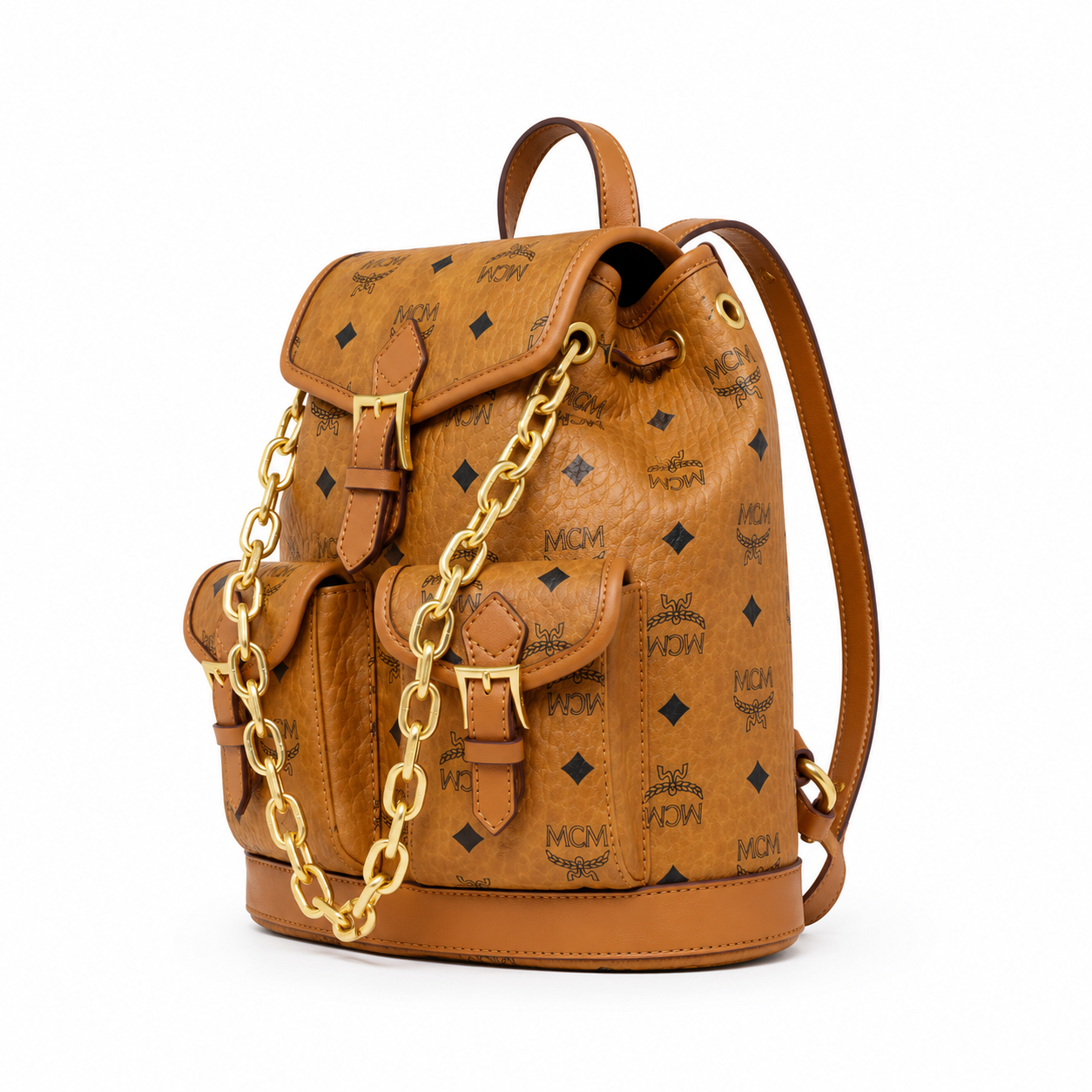 MCM Aren Mini Backpack (Cognac)
