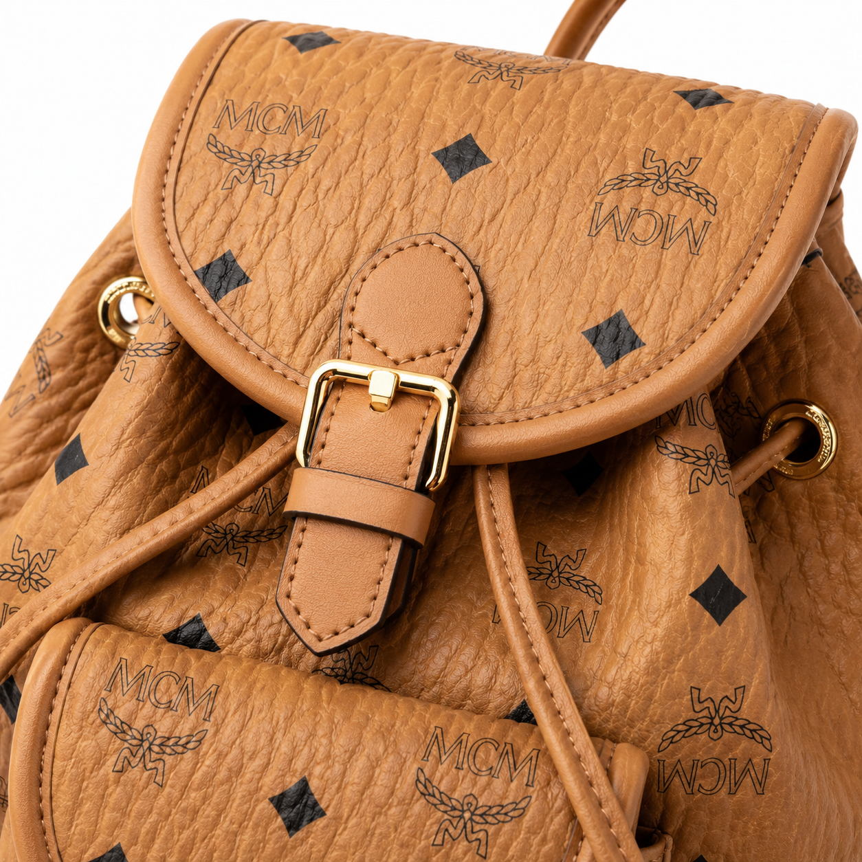 MCM Aren Visetos Series Mini Backpack (Cognac)