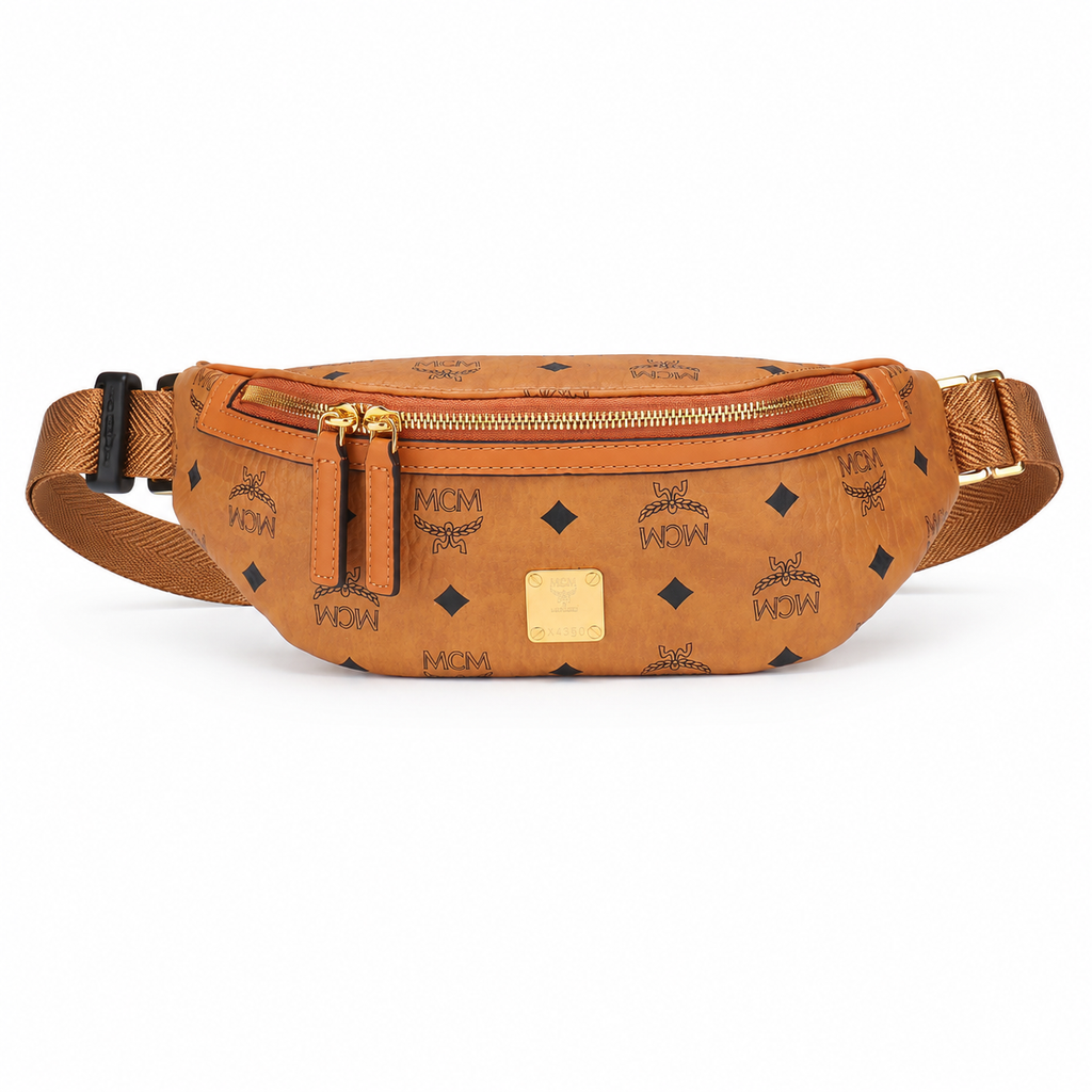 MCM Fursten Visetos Small Waist Bag (Cognac)