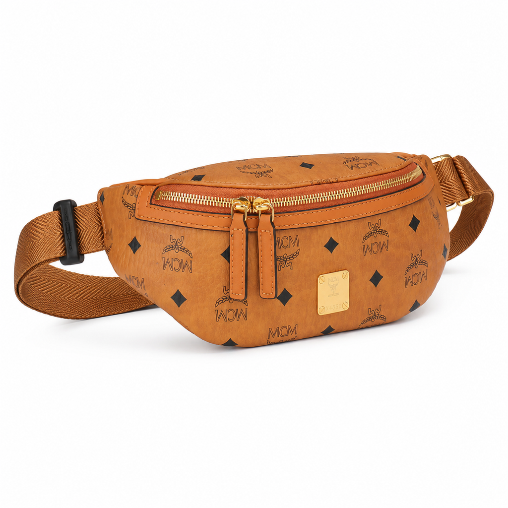 MCM Fursten Visetos Small Waist Bag (Cognac)