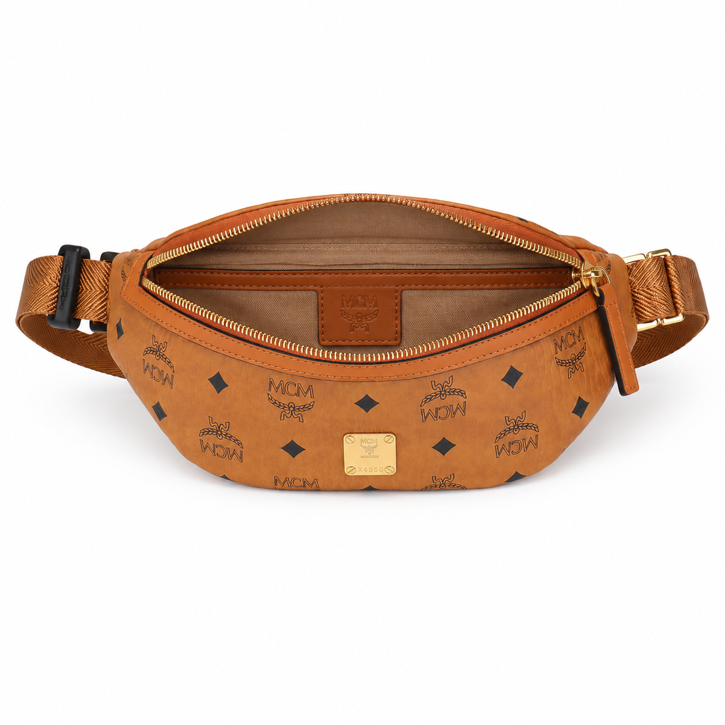 MCM Fursten Visetos Small Waist Bag (Cognac)