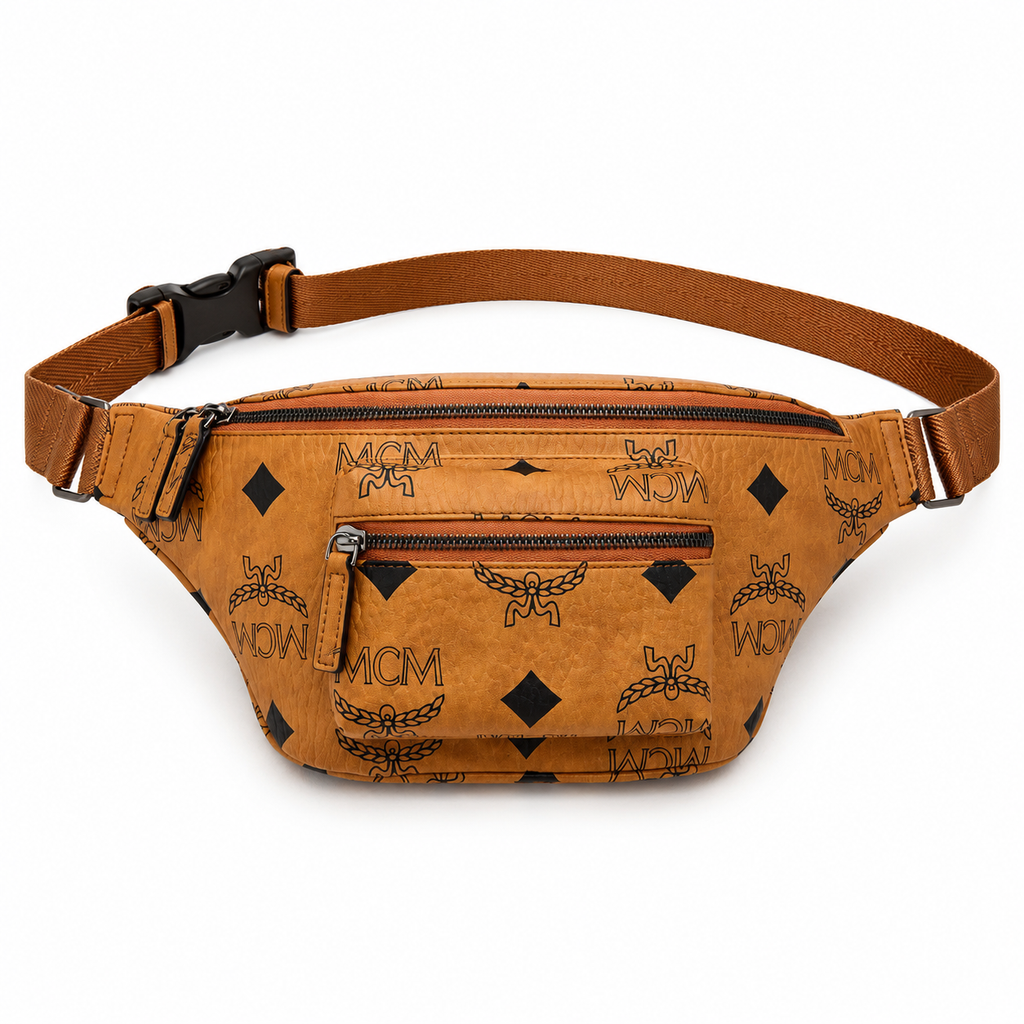 MCM Fursten Maxi Visetos Medium Waist Bag (Cognac)
