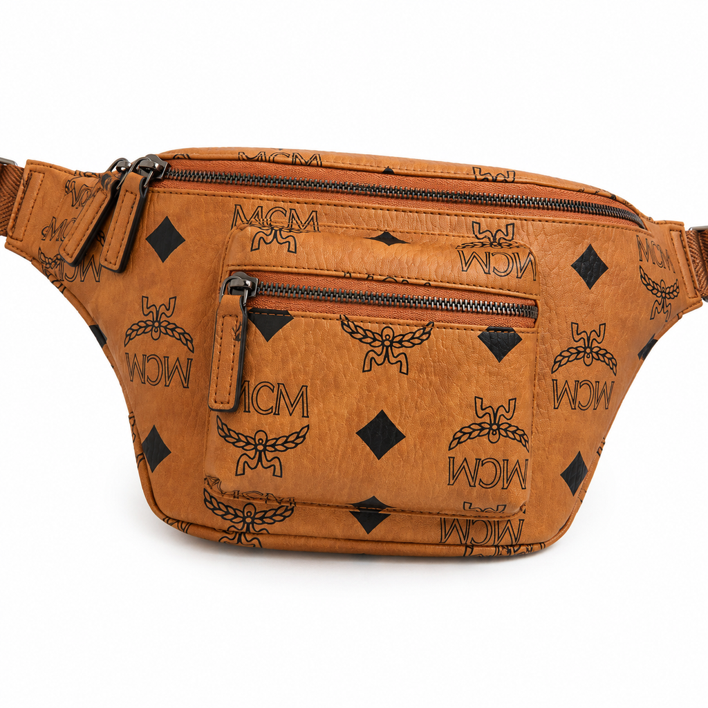MCM Fursten Maxi Visetos Medium Waist Bag (Cognac)