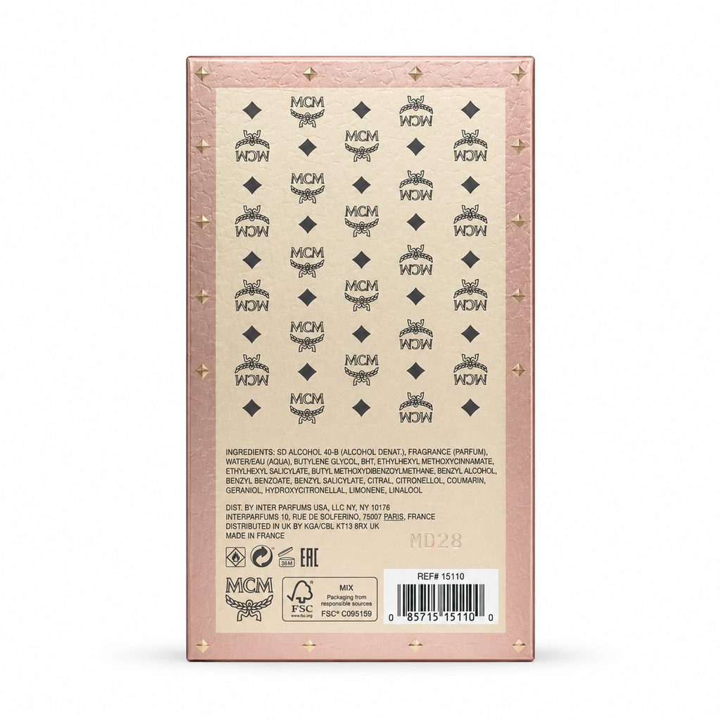 MCM ULTRA Eau de Parfum 75ml – Floral Fruity Woody Fragrance for Women in Gold Visetos Backpack Bottle