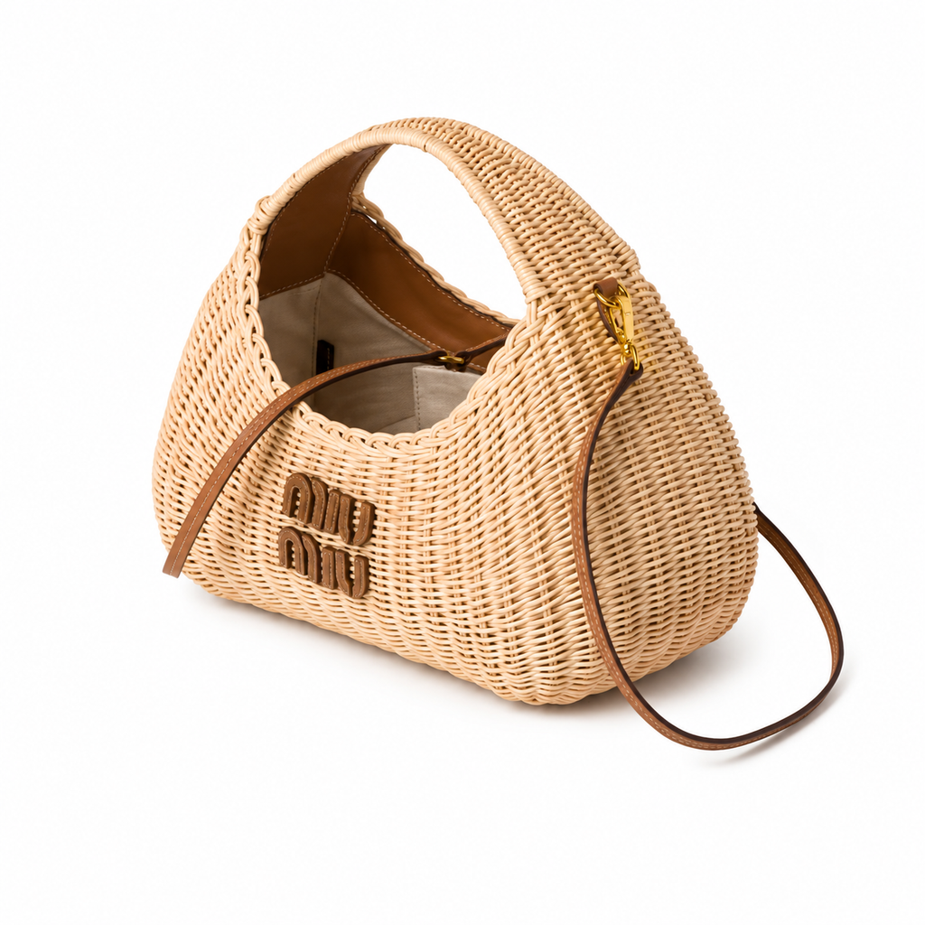 Miu Miu Wander Woven Hobo Bag