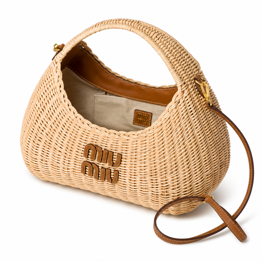 Miu Miu Wander Collection Wicker Handbag (Large)