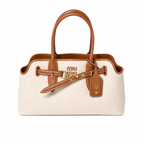 Miu Miu Aventure Canvas and Leather Tote Bag