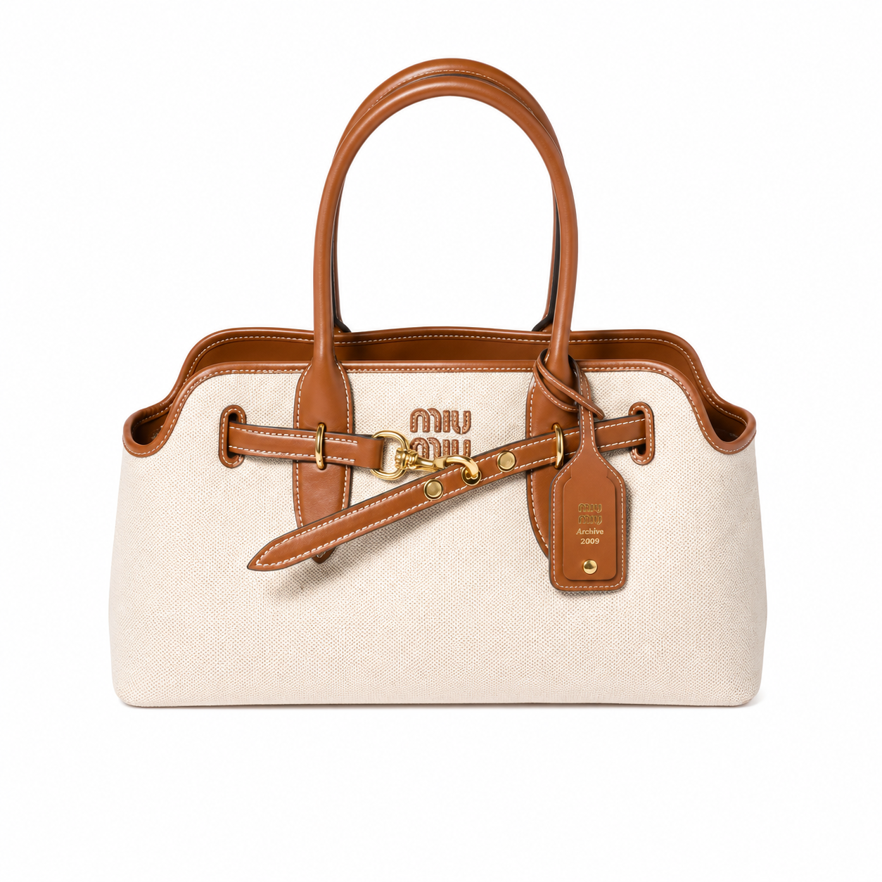 Miu Miu Aventure Canvas and Leather Tote Bag