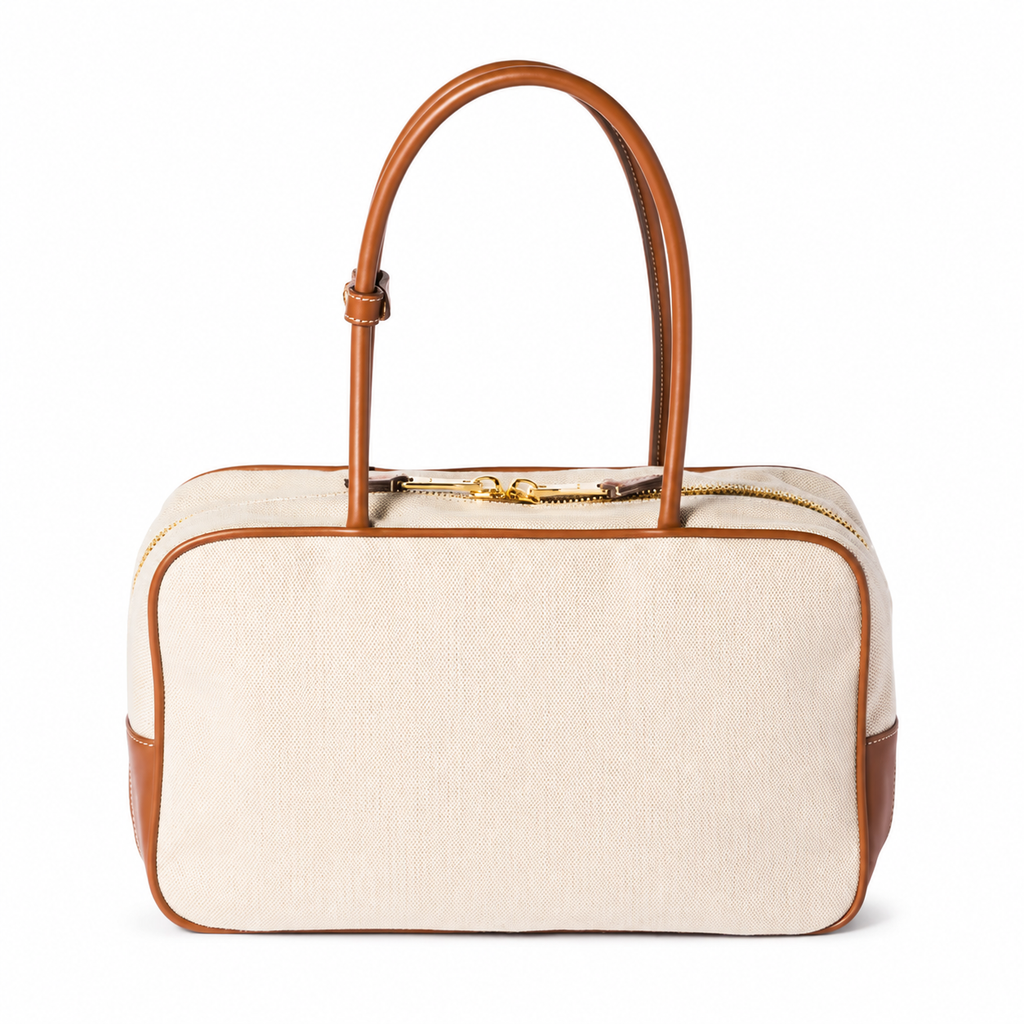 Miu Miu Beau Canvas and Leather Tote Bag