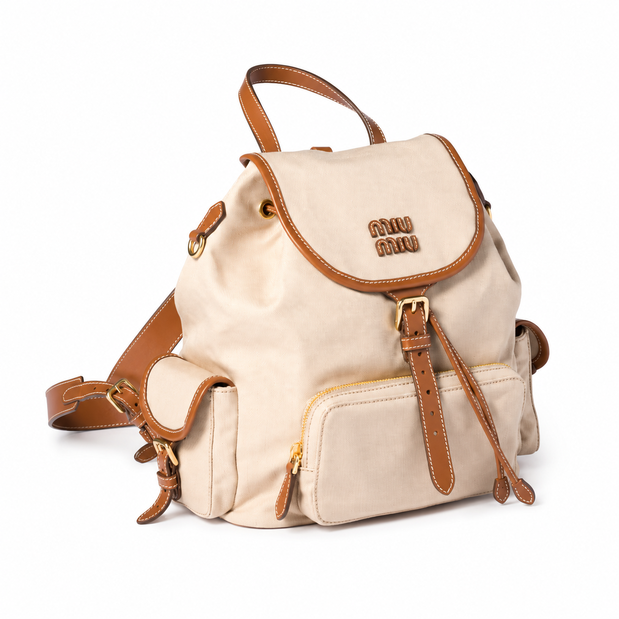 Miu Miu Spring/Summer 2026 Canvas and Leather Backpack