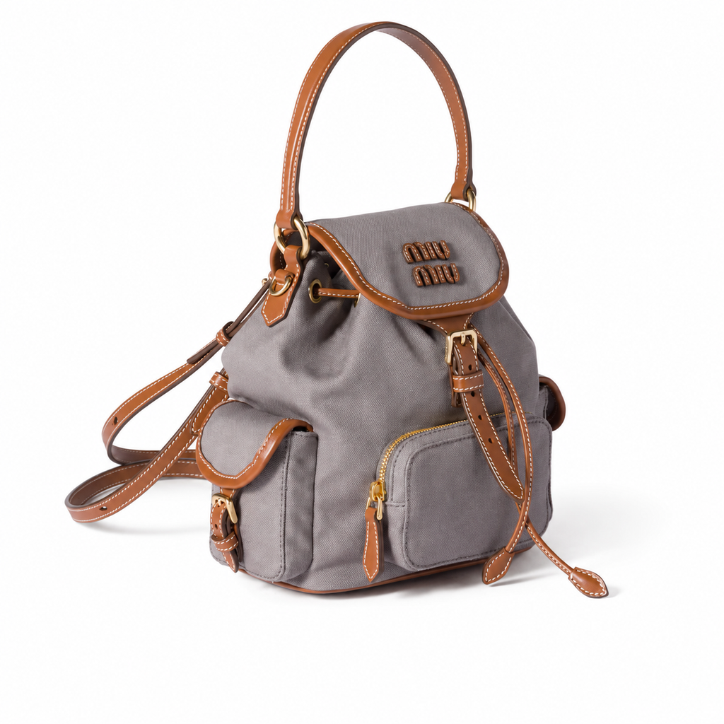 Miu Miu Spring/Summer 2025 Canvas and Leather Backpack