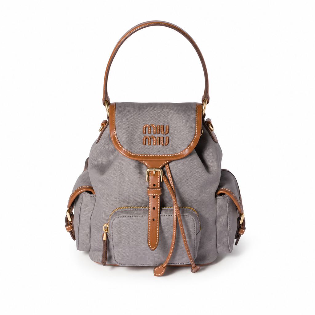 Miu Miu Spring/Summer 2025 Canvas and Leather Backpack
