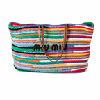 Miu Miu Rainbow-Striped Crochet Tote Bag