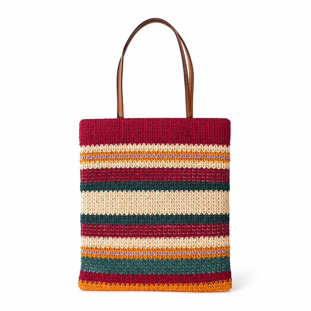 Miu Miu Summer 2026 multicolored striped woven tote bag
