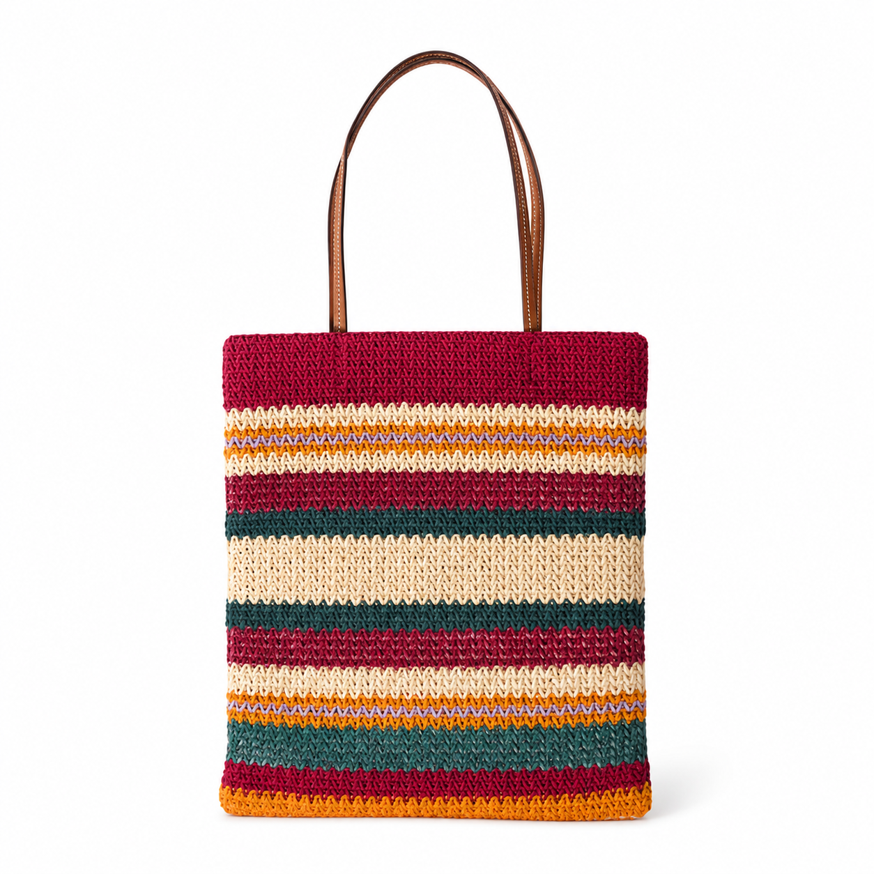 Miu Miu Summer 2026 multicolored striped woven tote bag