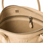 Miu Miu Vivant Series Beige Suede Bowling Bag