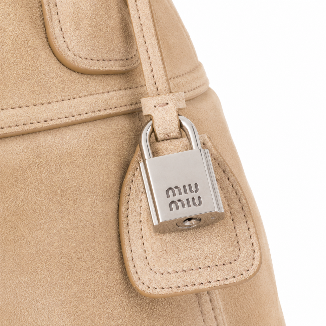 Miu Miu Vivant Series Beige Suede Bowling Bag