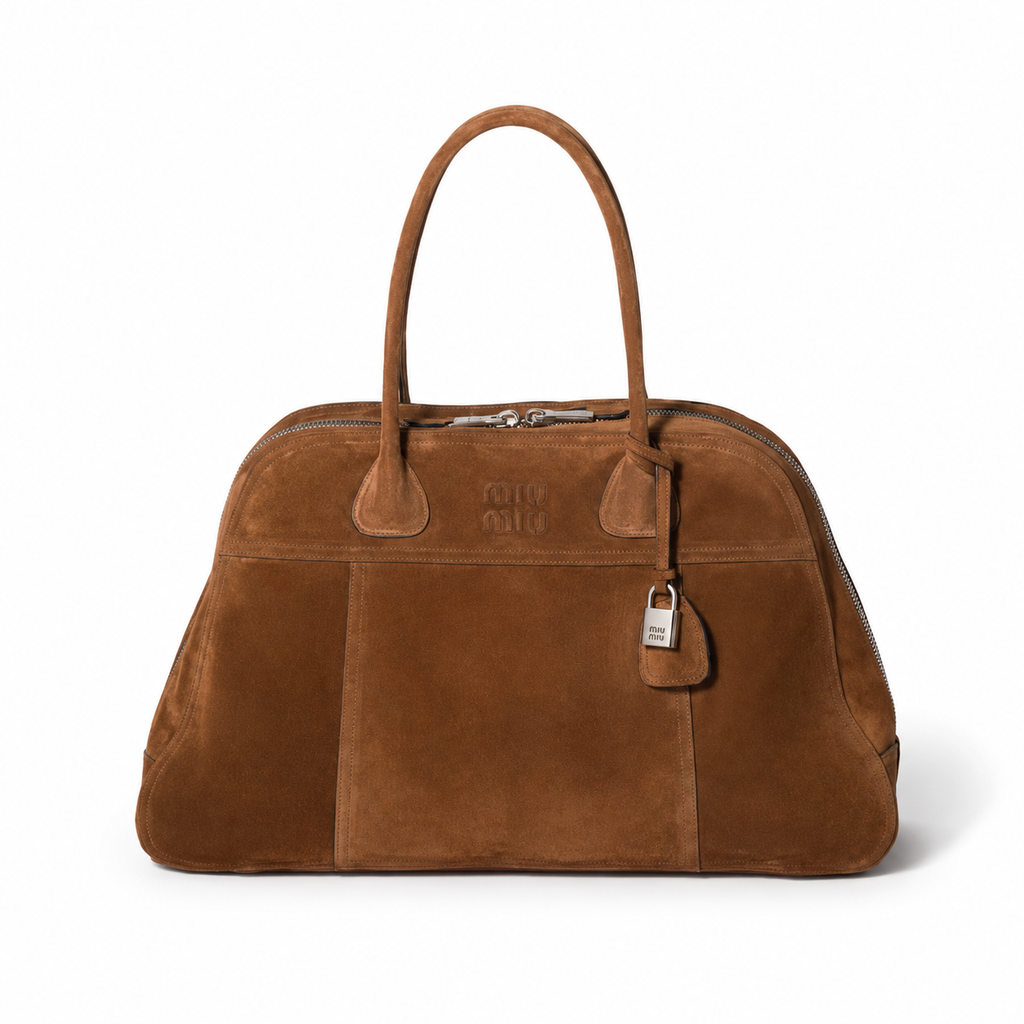 Miu Miu Vivant brown suede bowling bag