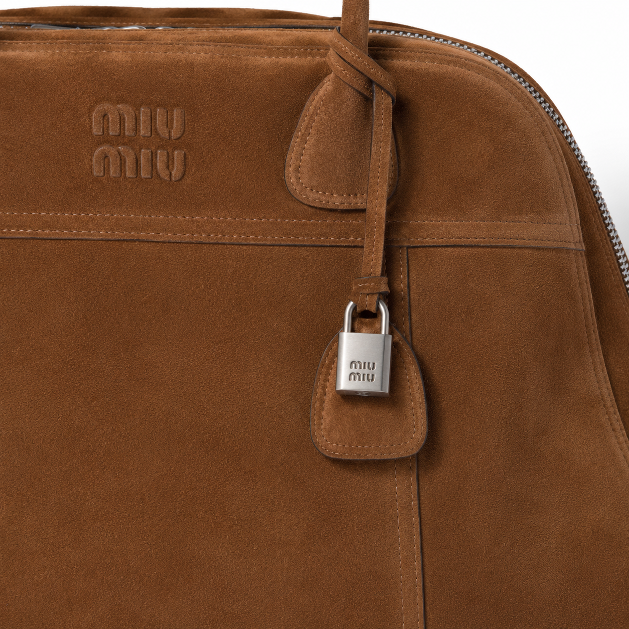 Miu Miu Vivant brown suede bowling bag
