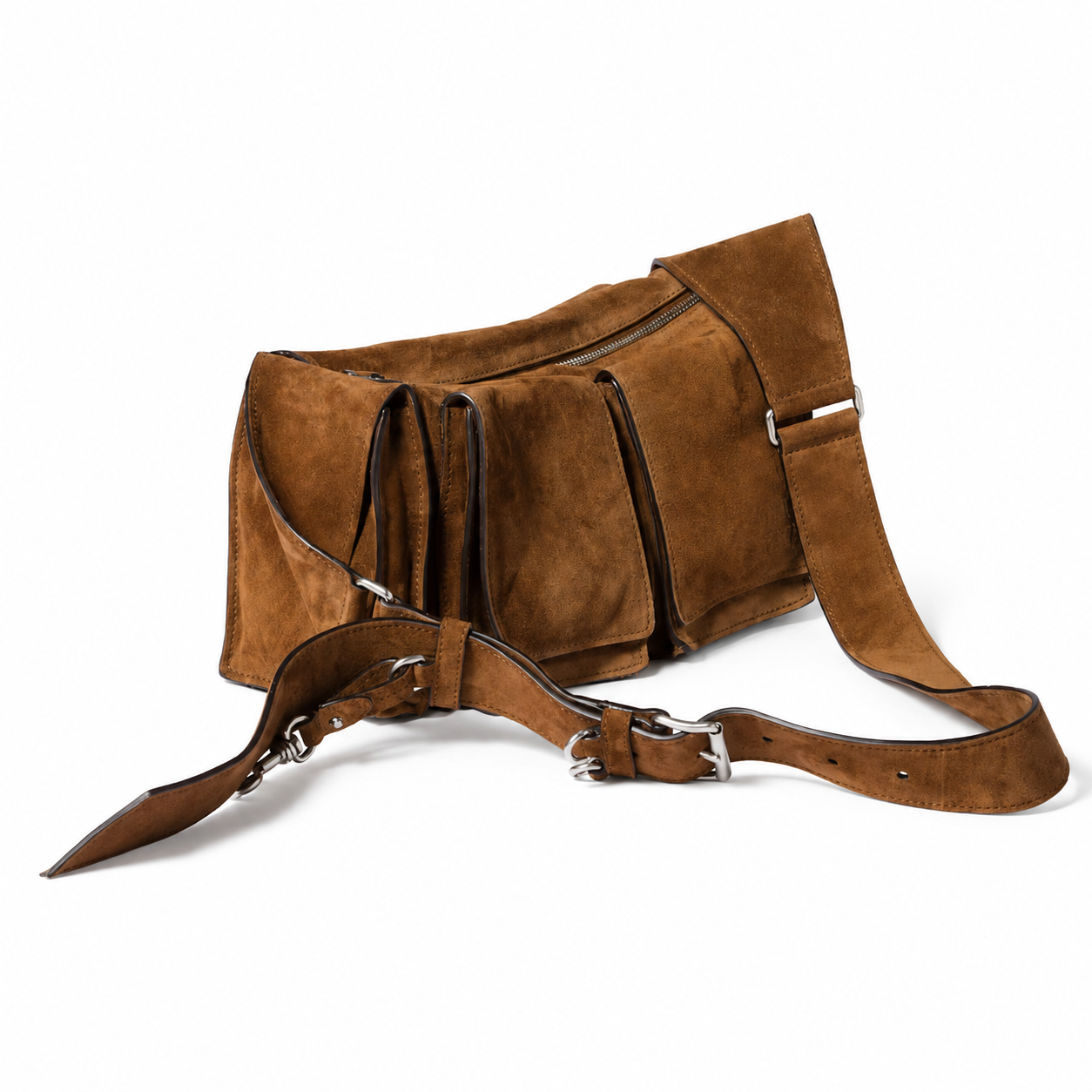 Miu Miu Utilitaire cocoa brown suede shoulder bag